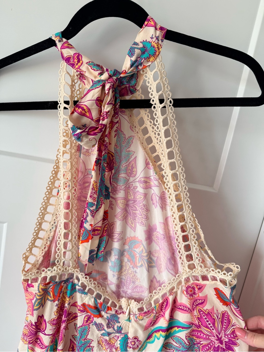 Cupshe Floral Halter Neck Swing Dress - Cream & Pink NWT Size Large - Picture 6 of 10
